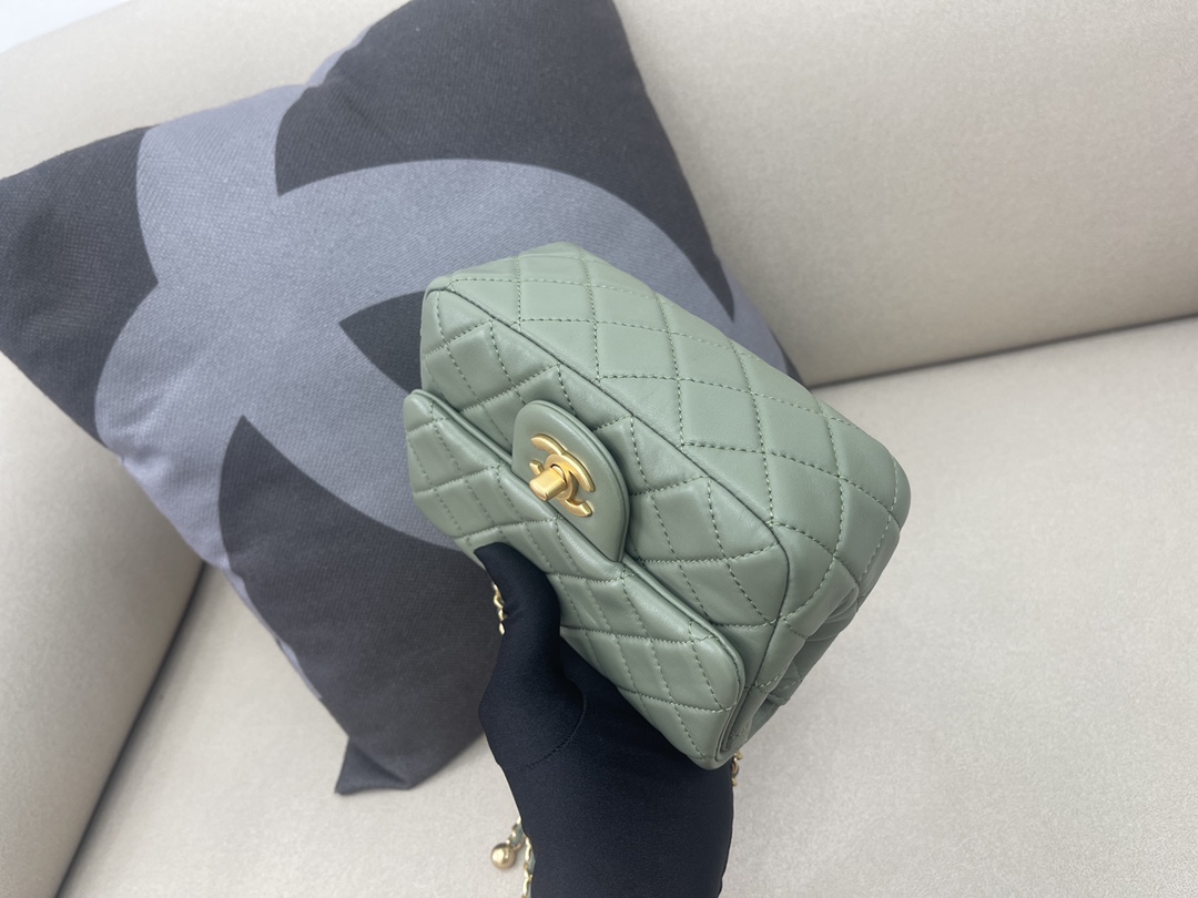 Mini Classic Flap Lambskin Bag AS1786 Jade Green/Gold